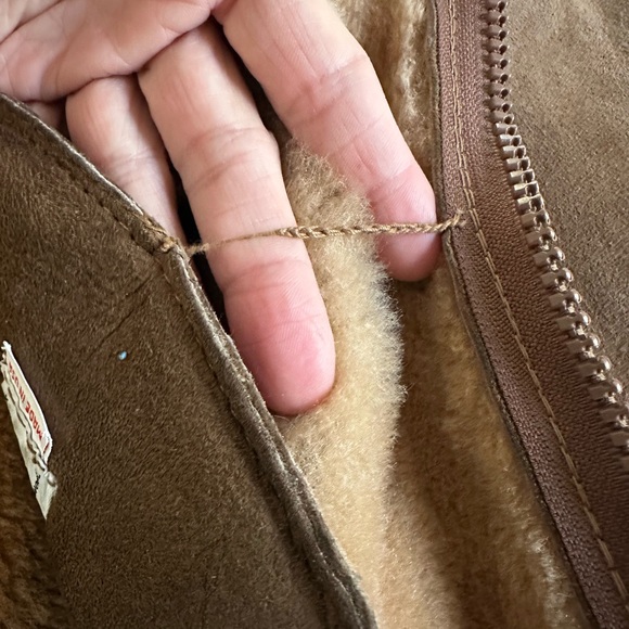 Pitkin County Dry Goods Suede Jacket Camel Brown Shearling Pockets Vintage 42 - Picture 11 of 12